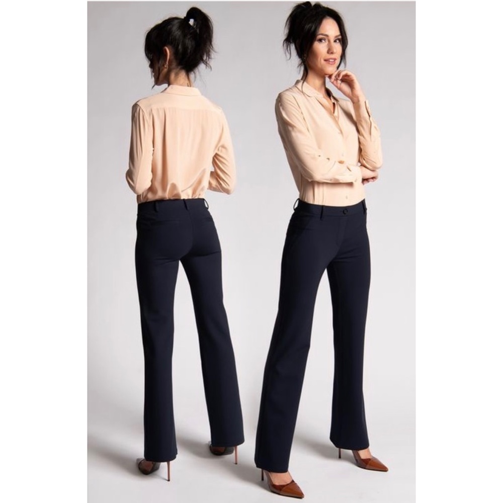 BETABRAND bootcut yoga stretch comfort dress pants navy blue size small long